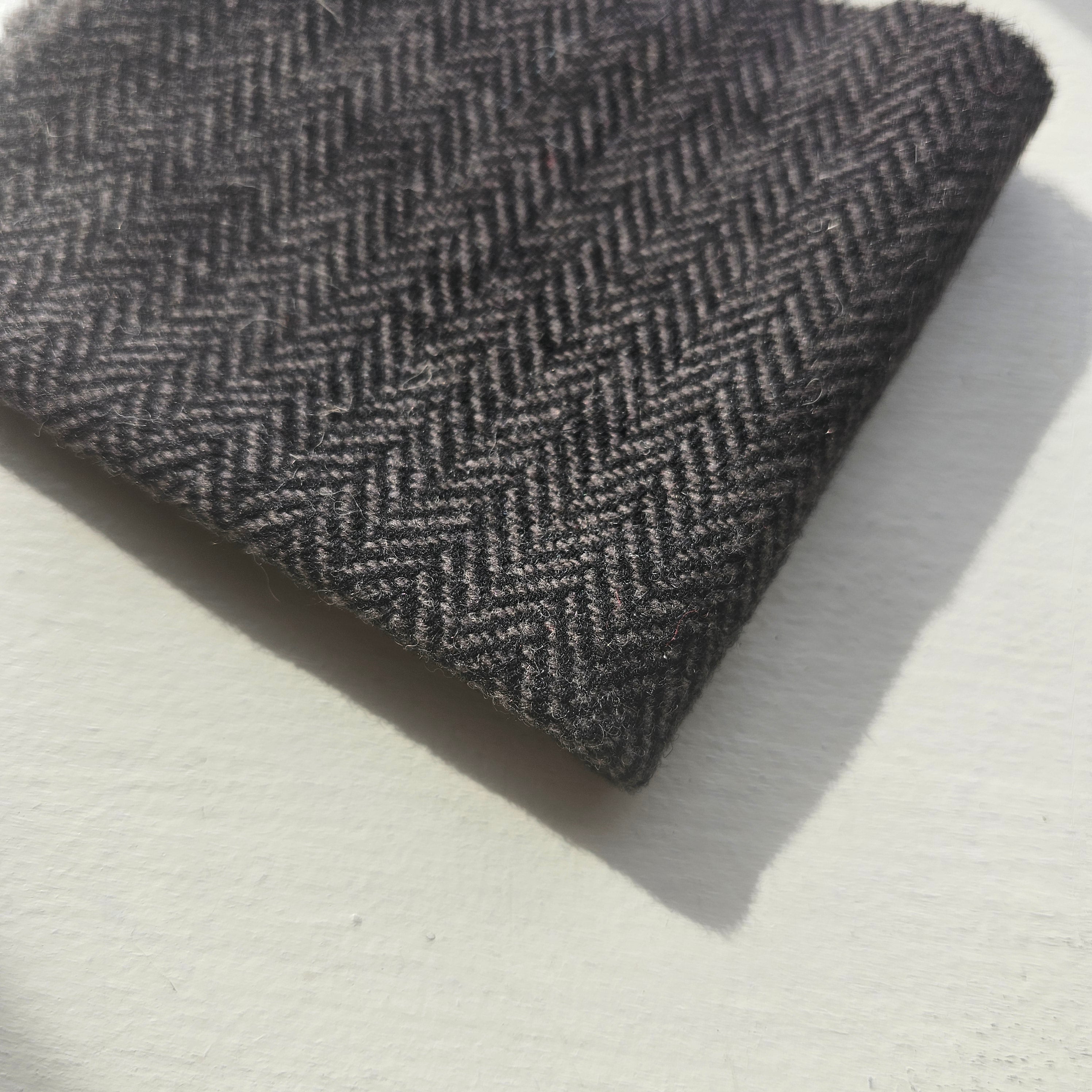 Photo of Felted Wool Pre-Cut 100% Wool in Dark Grey Chevron - Small - 8" x 7"