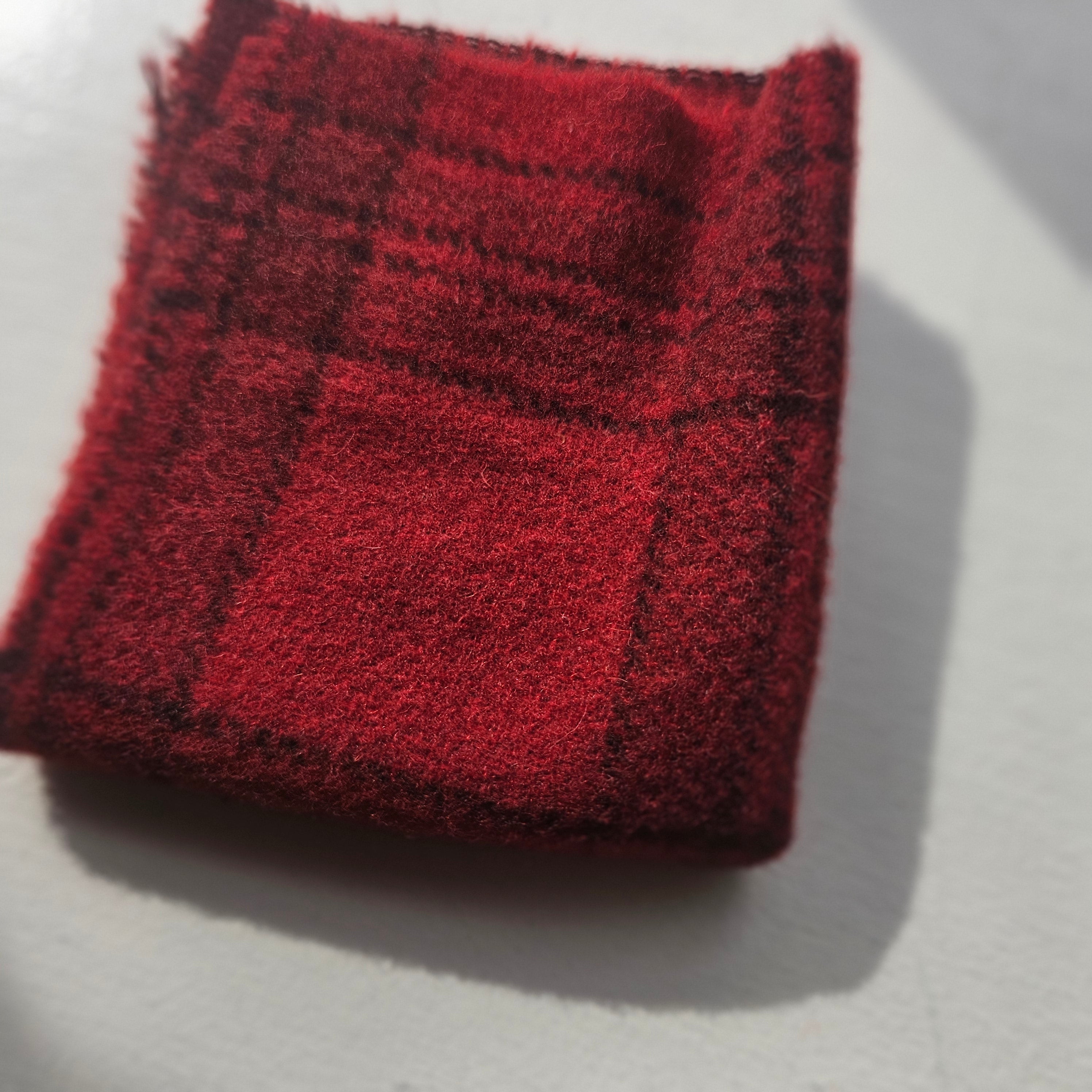 Photo of Felted Wool Pre-Cut 100% Wool in Red Plaid - Small - 8" x 7"