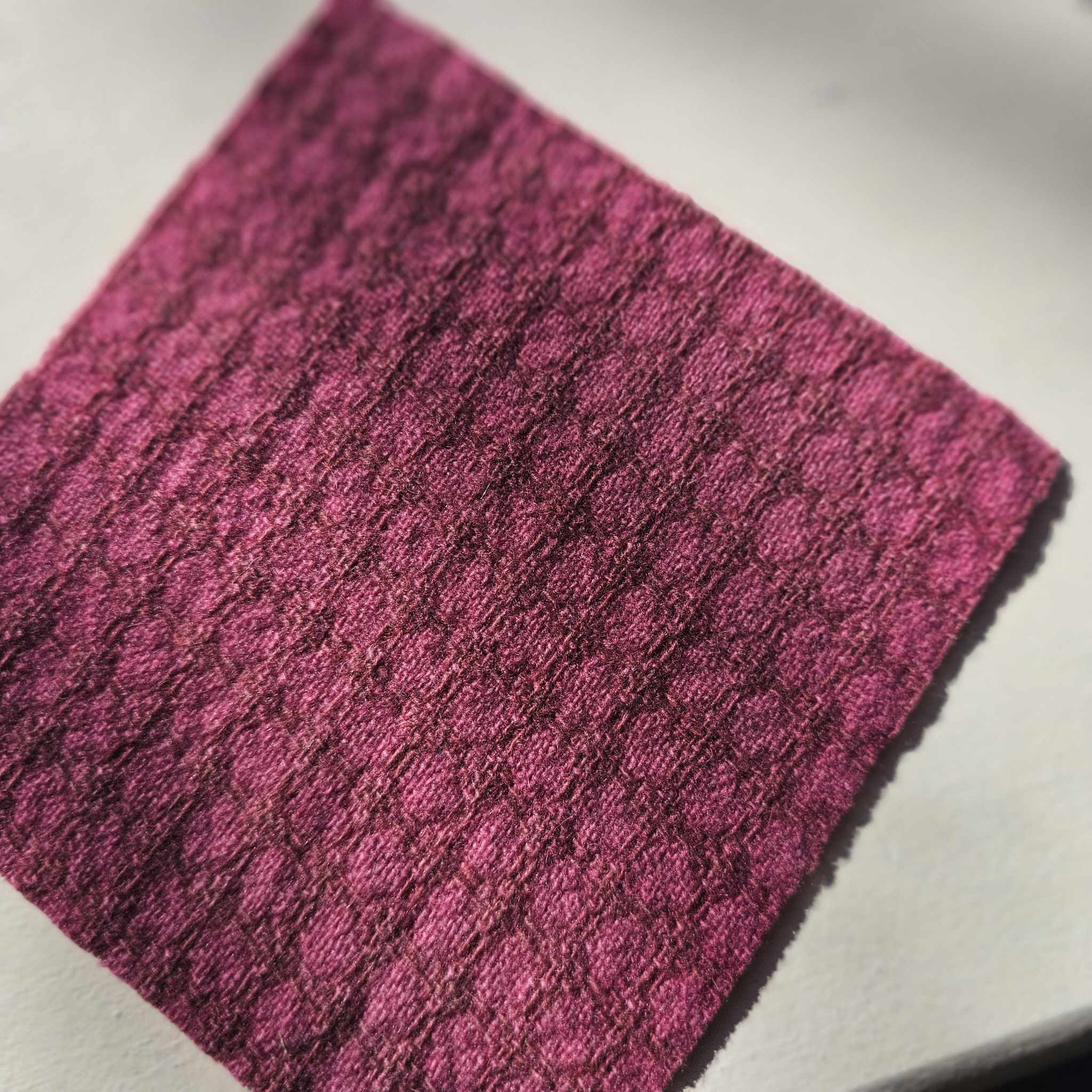 Photo of Felted Wool Pre-Cut 100% Wool in Dark Pink Dots - Mini Square - 4" x 4"