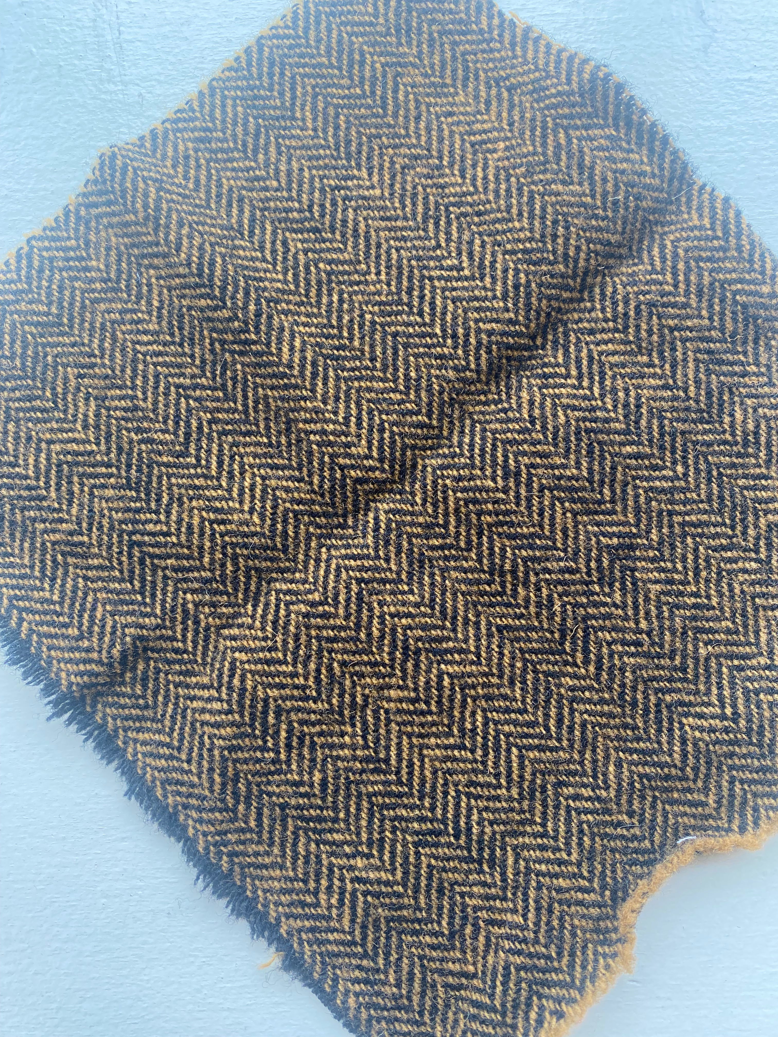 Photo of Felted Wool Pre-Cut 100% Wool in Black and Gold Chevron - Small - 8" x 7"