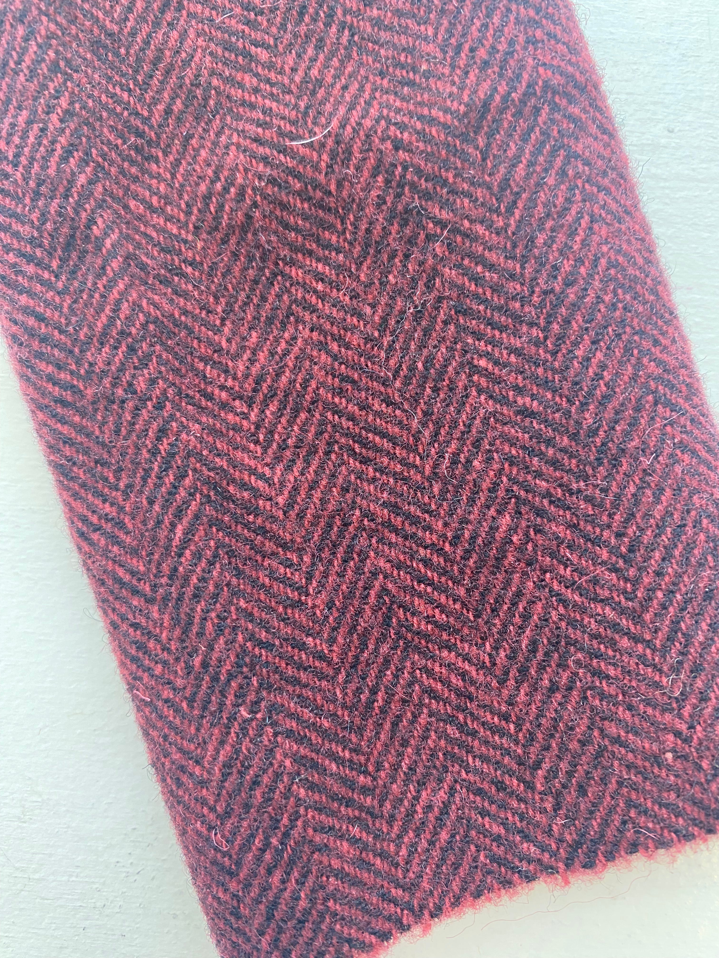 Photo of Felted Wool Pre-Cut 100% Wool in Black and Red Chevron - Medium - 10" x 9"
