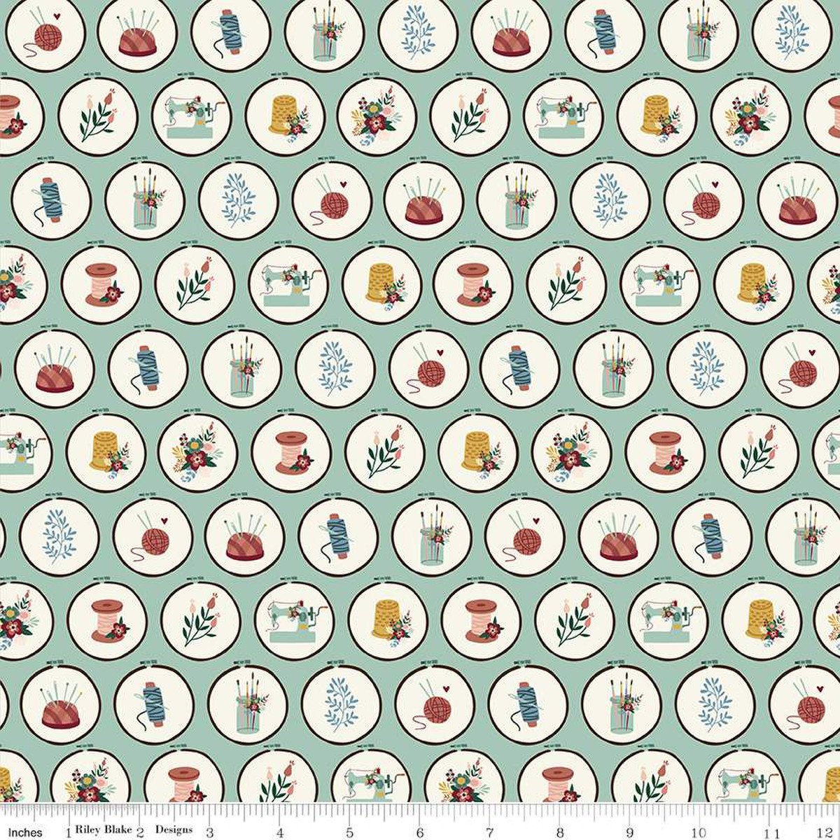 Photo of Riley Blake Designs 100% Cotton Fabric in Hoops Mint from Let's Create - 43"/44" Wide Fabric