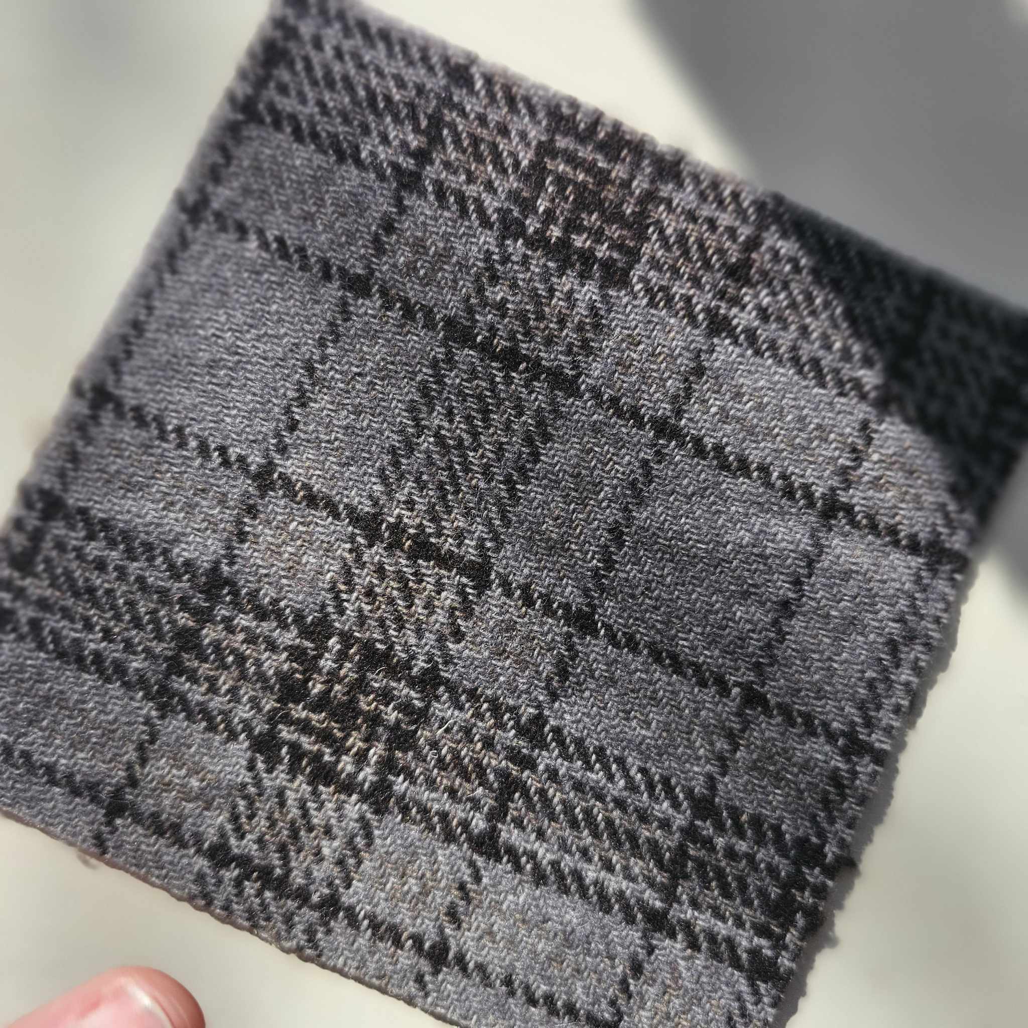 Photo of Felted Wool Pre-Cut 100% Wool in Charcoal Grey Plaid - Mini Square - 4" x 4"