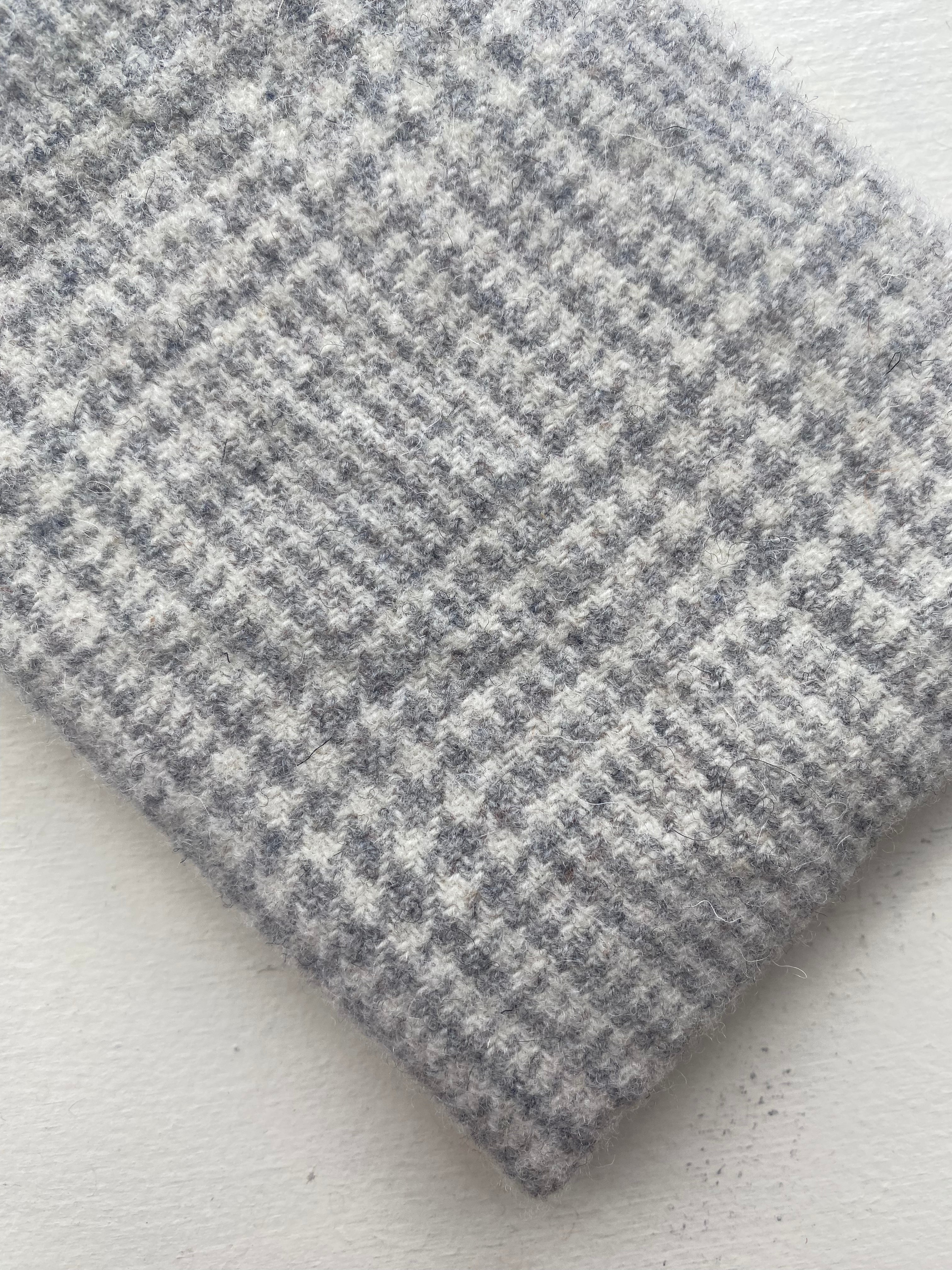 Photo of Felted Wool Pre-Cut 100% Wool in Cream and Grey Plaid - Medium - 10" x 9"