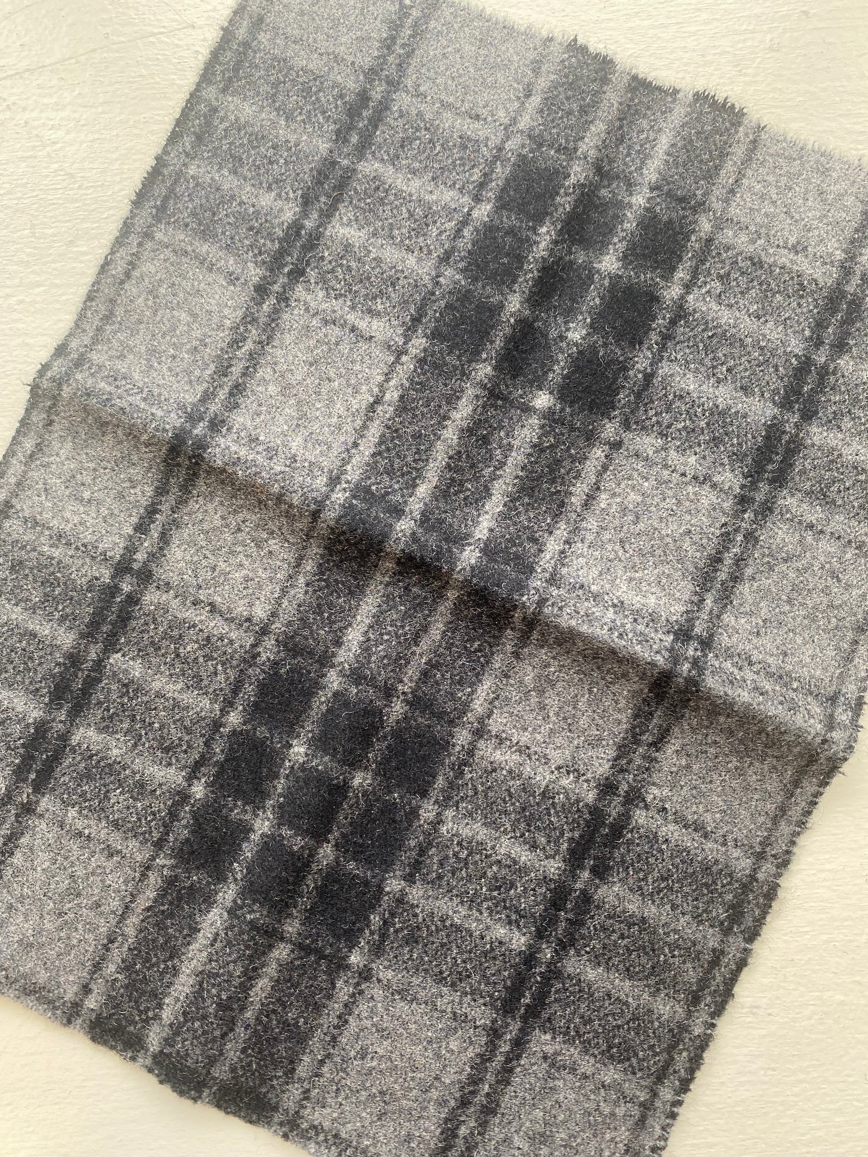 Photo of Felted Wool Pre-Cut 100% Wool in Grey Plaid - Small - 8" x 7"
