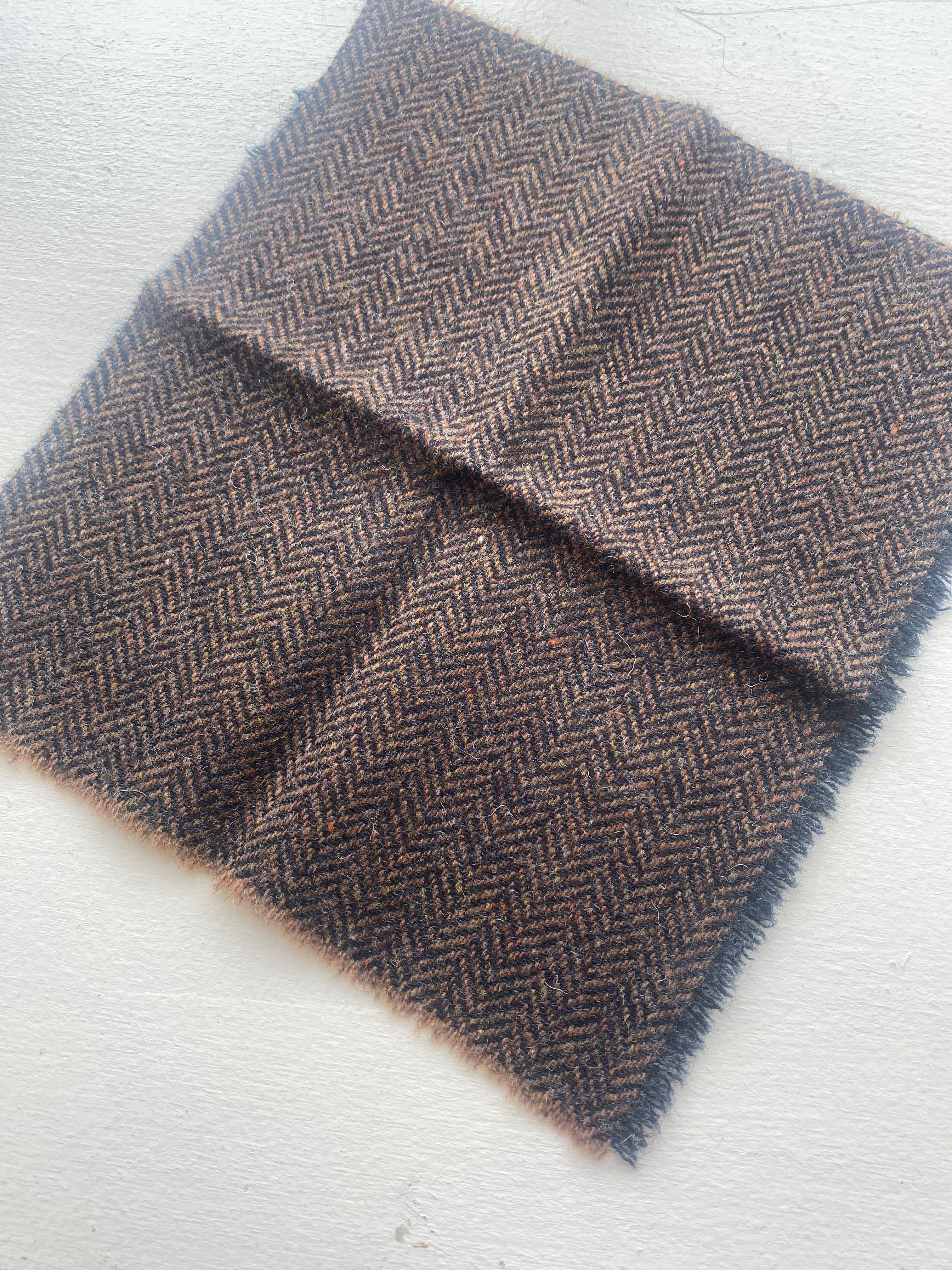 Photo of Felted Wool Pre-Cut 100% Wool in Dark Brown Chevron - Small - 8" x 7"