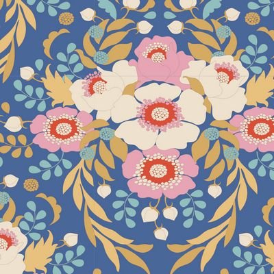 Photo of Tilda Fabrics 100% Cotton Fabric in Blue Anemone from Jubilee - 44"/45" Wide Fabric