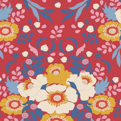 Photo of Tilda Fabrics 100% Cotton Fabric in Red Anemone from Jubilee - 44"/45" Wide Fabric