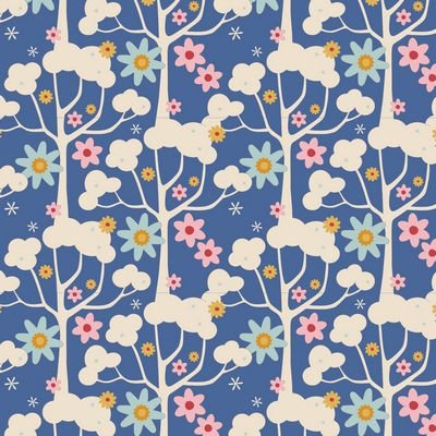 Photo of Tilda Fabrics 100% Cotton Fabric in Blue Wildgarden from Jubilee - 44"/45" Wide Fabric