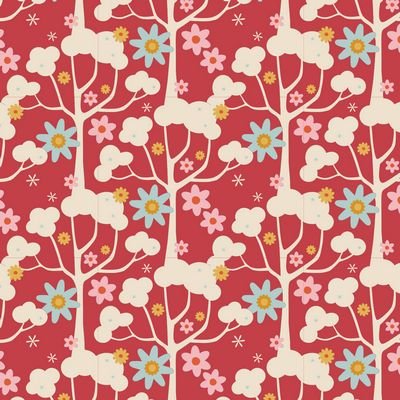 Photo of Tilda Fabrics 100% Cotton Fabric in Red Wildgarden from Jubilee - 44"/45" Wide Fabric