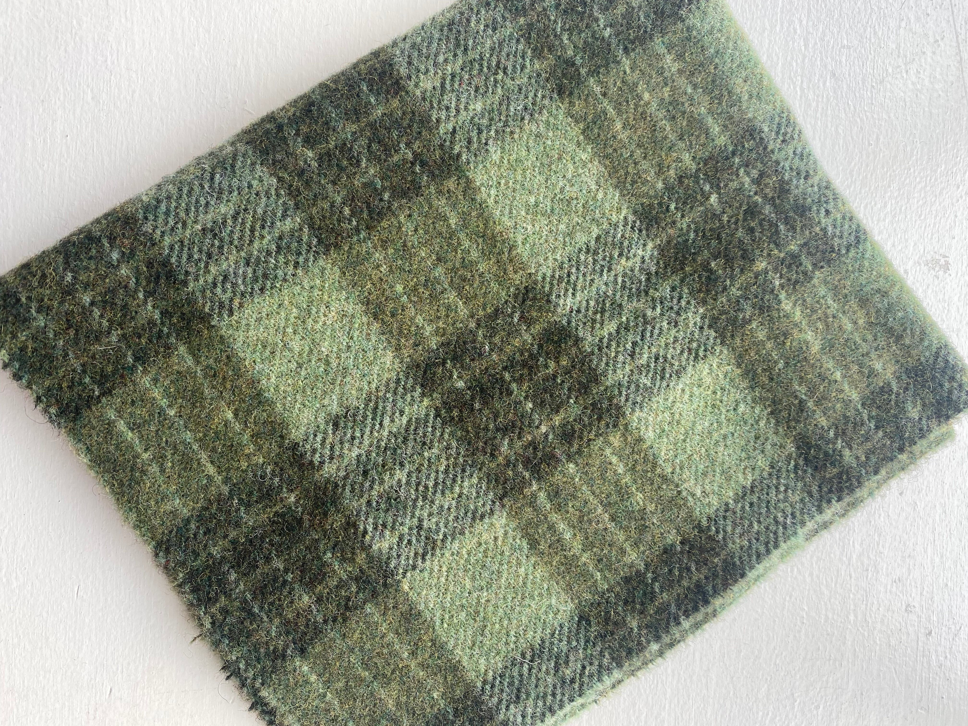 Photo of Felted Wool Pre-Cut 100% Wool in Light Green Plaid - Large - 15" x 14"