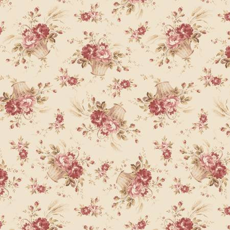 Photo of Marcus Fabrics 100% Cotton Fabric in Cream Tossed Basket from Summer House - 44"/45" Wide Fabric