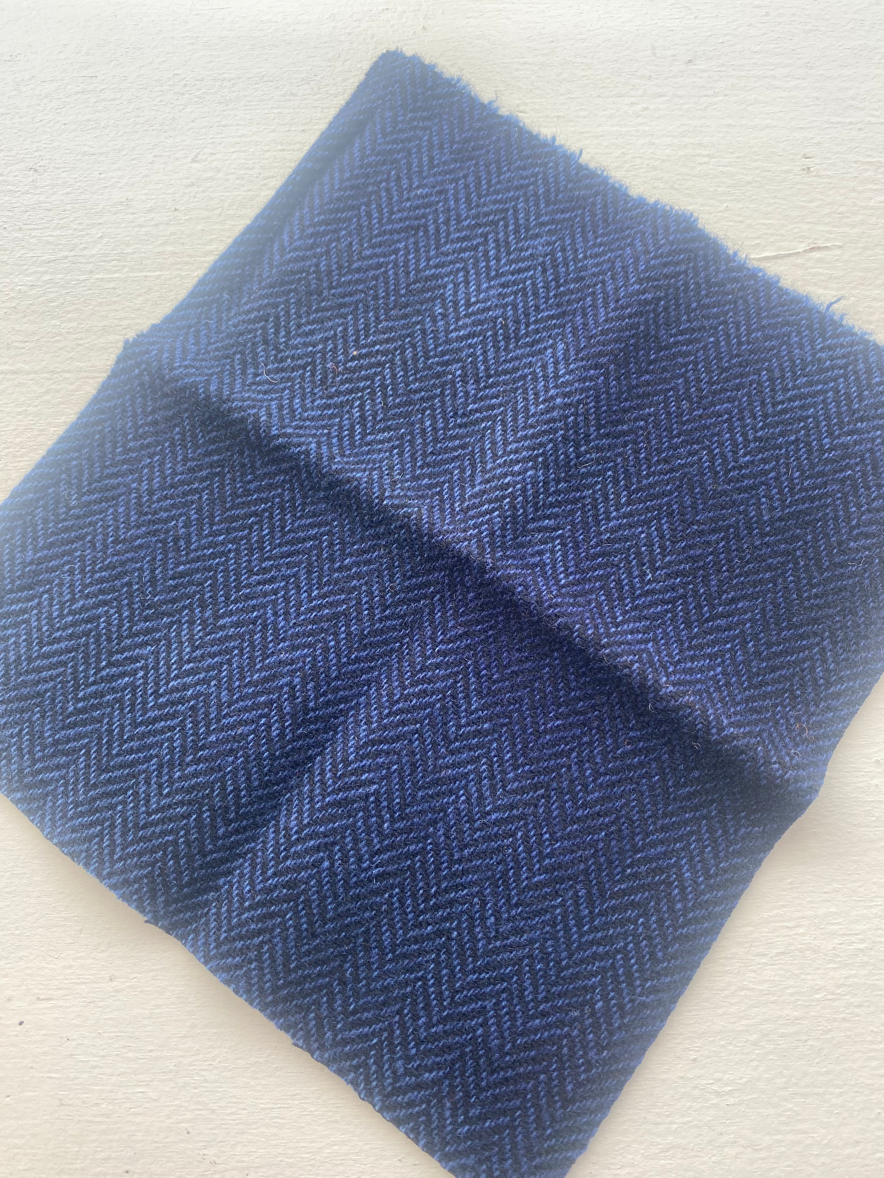 Photo of Felted Wool Pre-Cut 100% Wool in Midnight Blue Chevron - Small - 8" x 7"