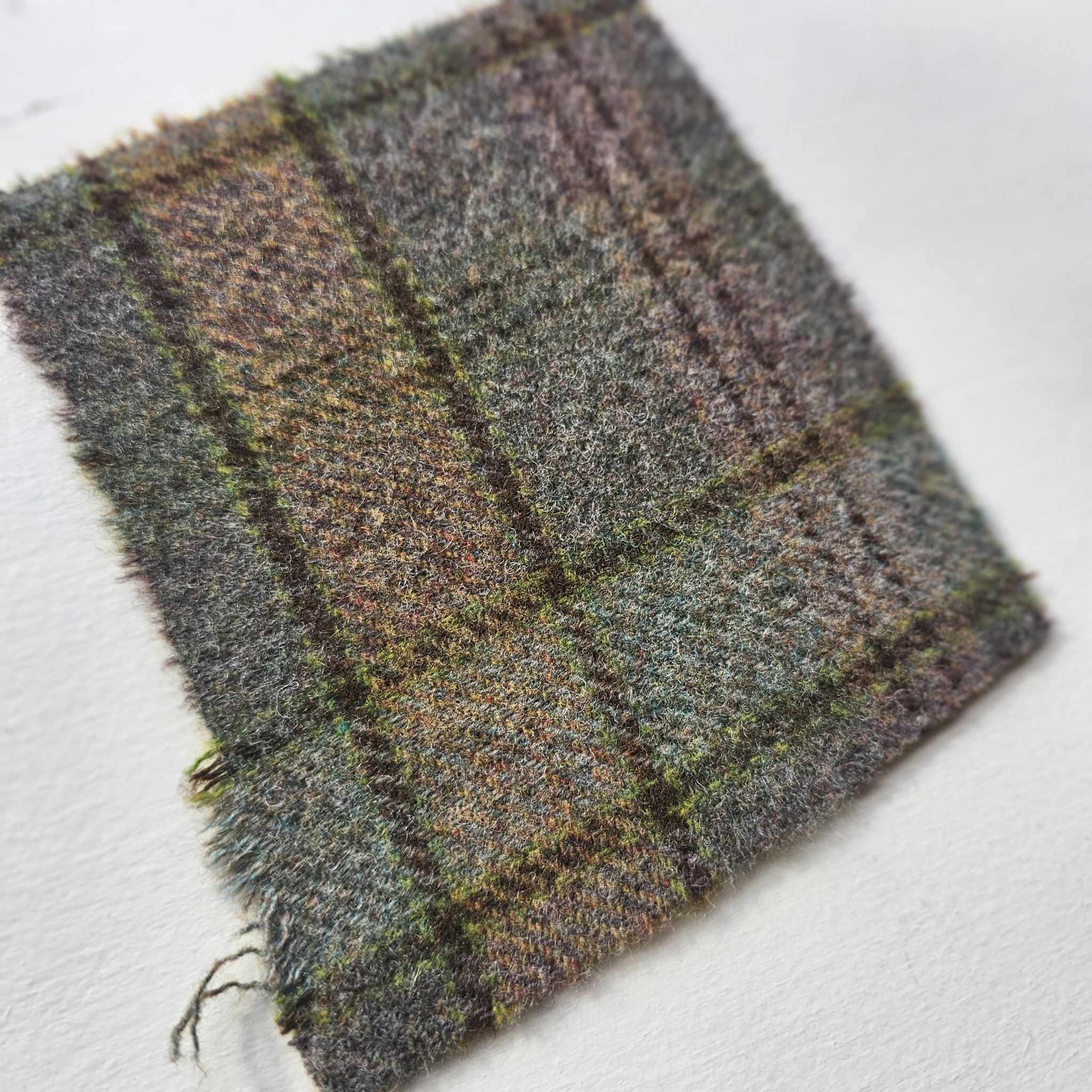 Photo of Felted Wool Pre-Cut 100% Wool in Mossy Green Plaid - Mini Square - 4" x 4"