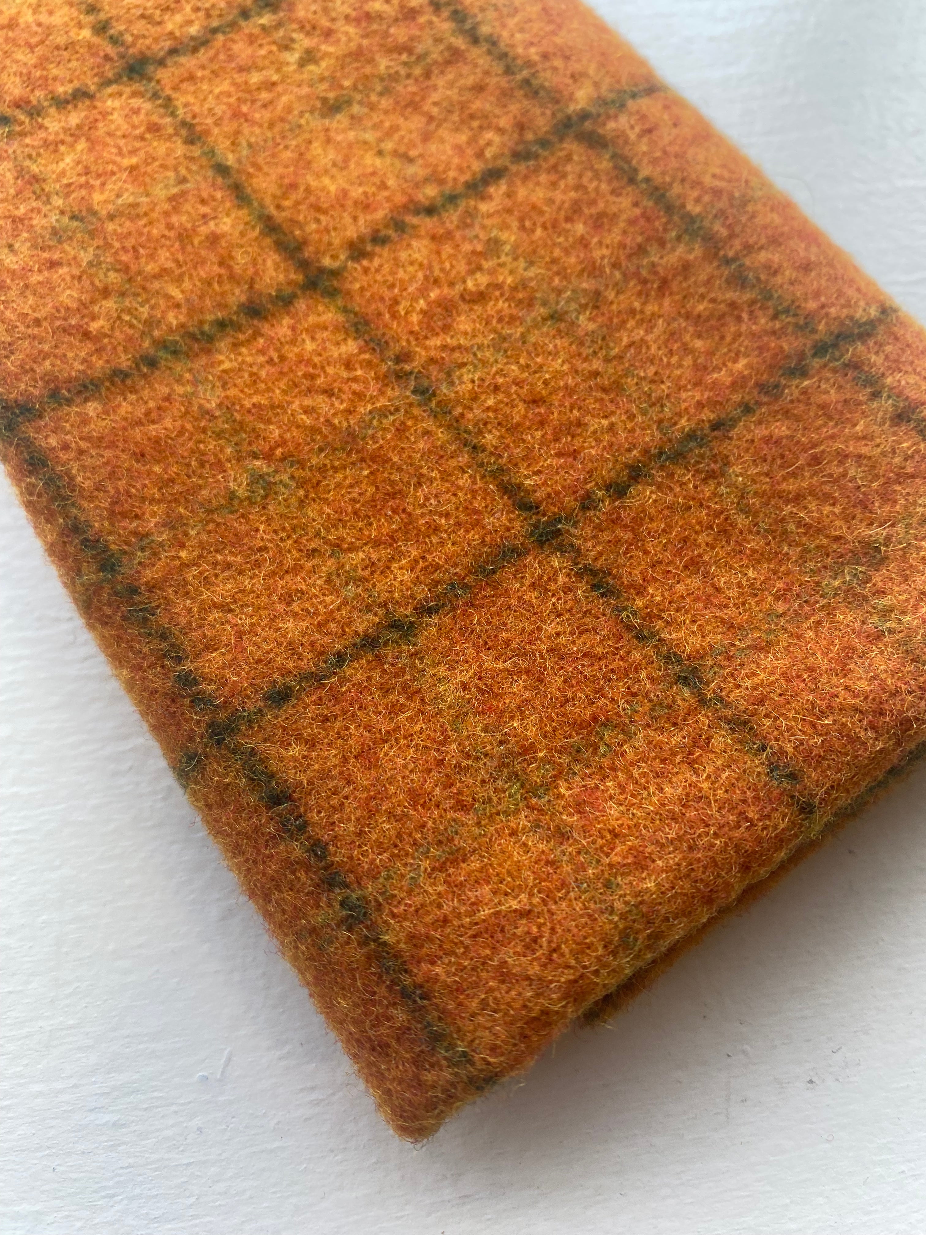 Photo of Felted Wool Pre-Cut 100% Wool in Orange Plaid - Large - 15" x 14"