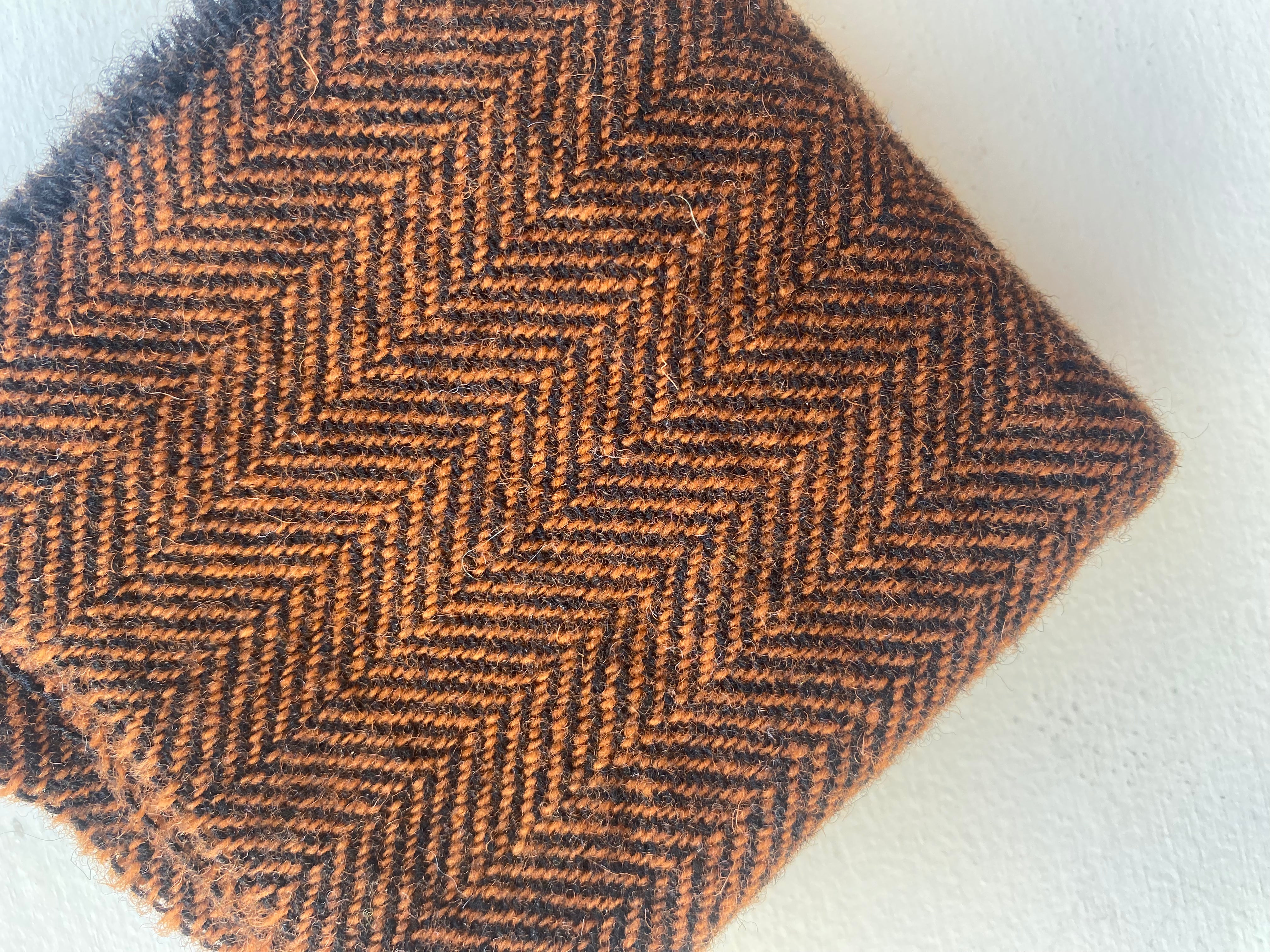Photo of Felted Wool Pre-Cut 100% Wool in Orange and Black Chevron - Medium - 10" x 9"