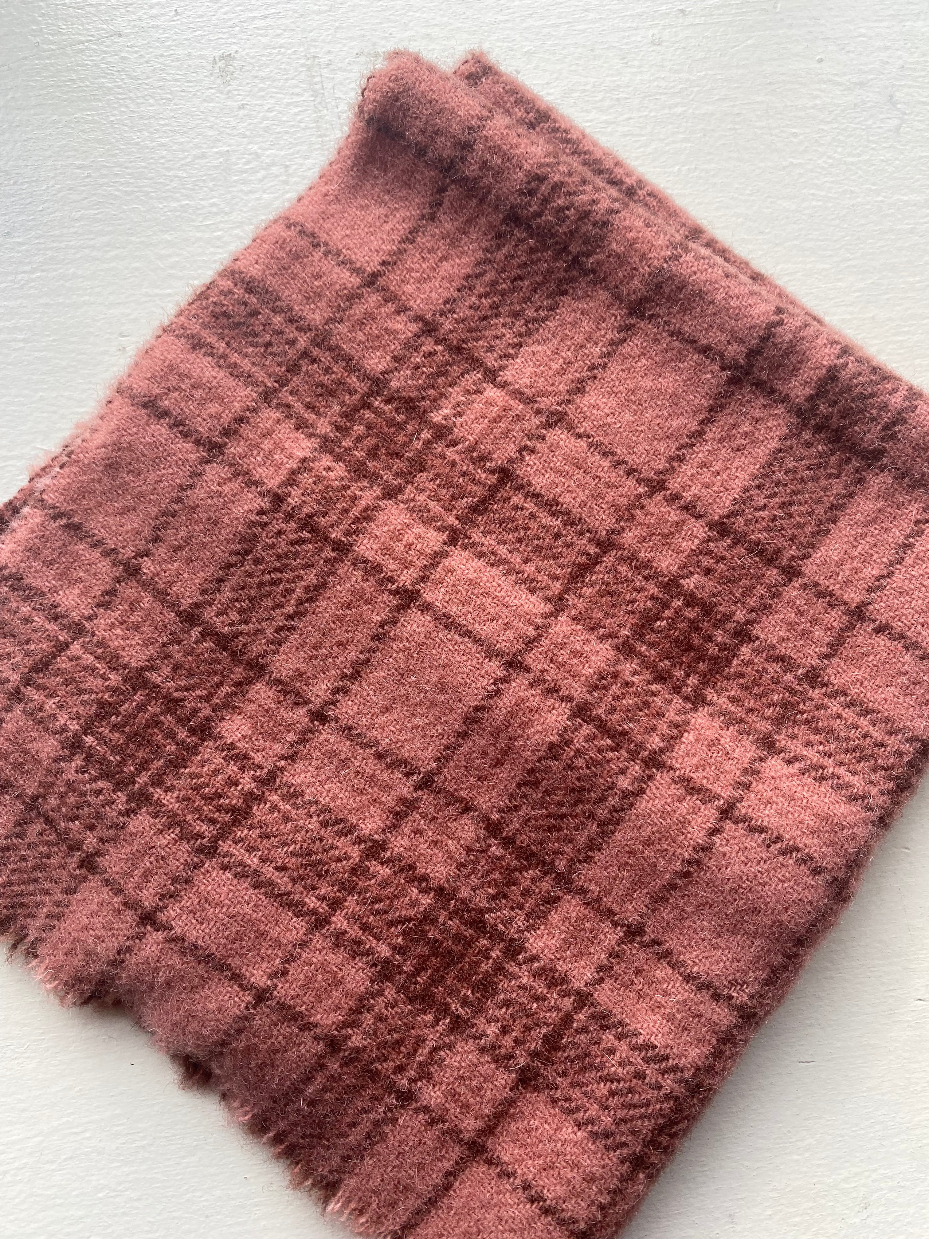 Photo of Felted Wool Pre-Cut 100% Wool in Pink Plaid - Large - 15" x 14"