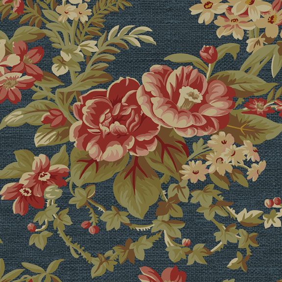 Photo of Marcus Fabrics 100% Cotton Fabric in French Floral Navy from Haberdashery - 44"/45" Wide Fabric