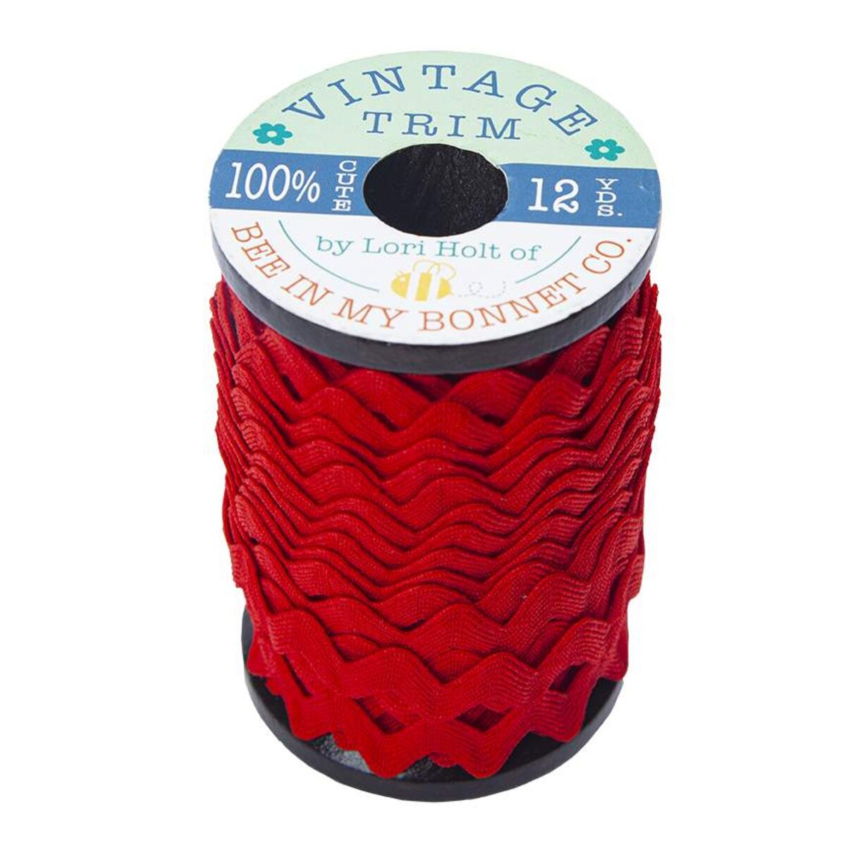 Photo of Lori Holt Trims in Schoolhouse Red from Bee In My Bonnet - 3/8" Ric Rac