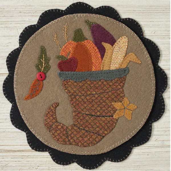 Photo of Center Circle Woolen Mat November in Wool Applique from Buttermilk Basin