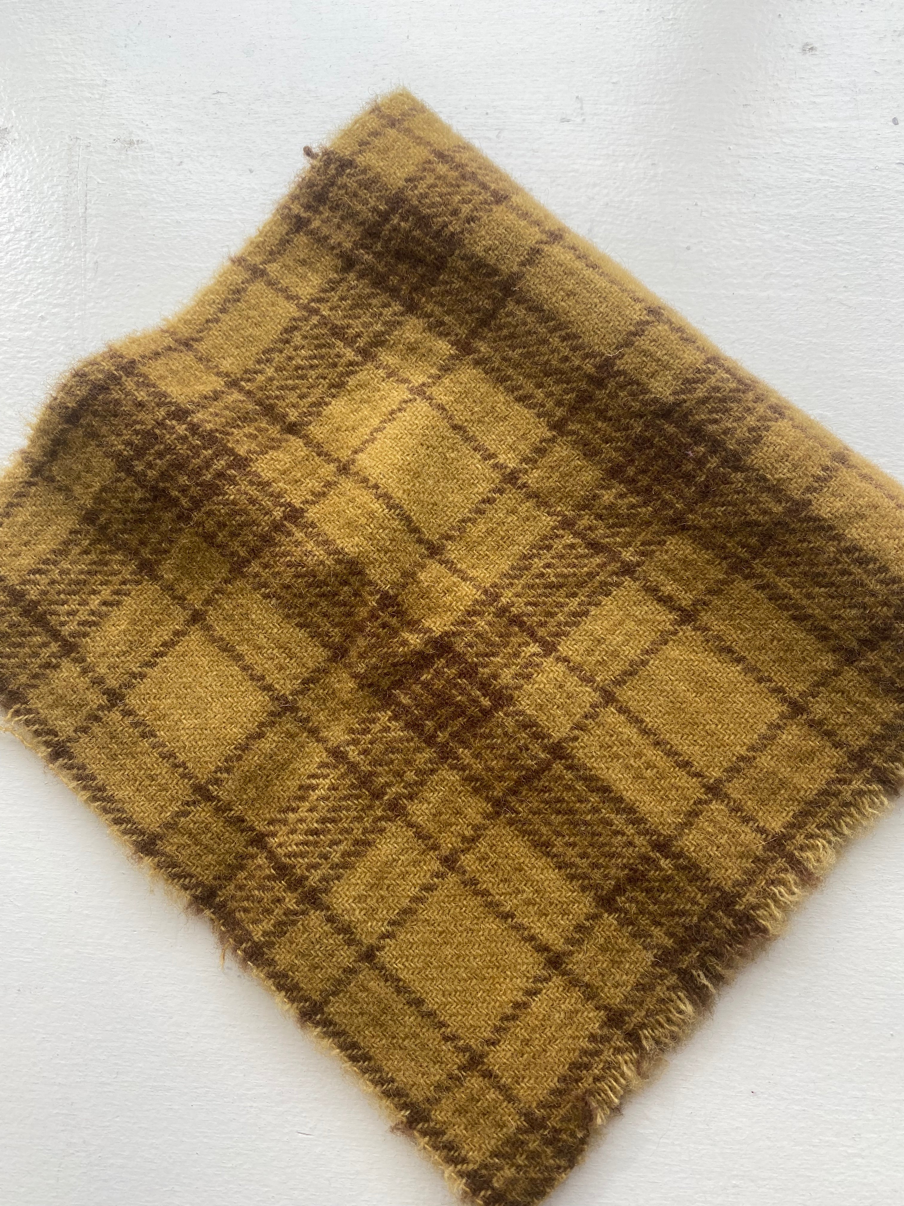 Photo of Felted Wool Pre-Cut 100% Wool in Yellow Plaid - Medium - 10" x 9"