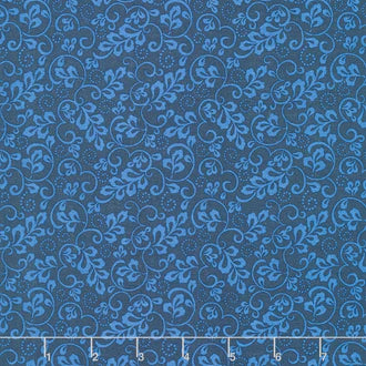 Photo of Wilmington Prints 100% Cotton Fabric in Leaf and Scroll Navy from Denim Jacket - 44" Wide Fabric