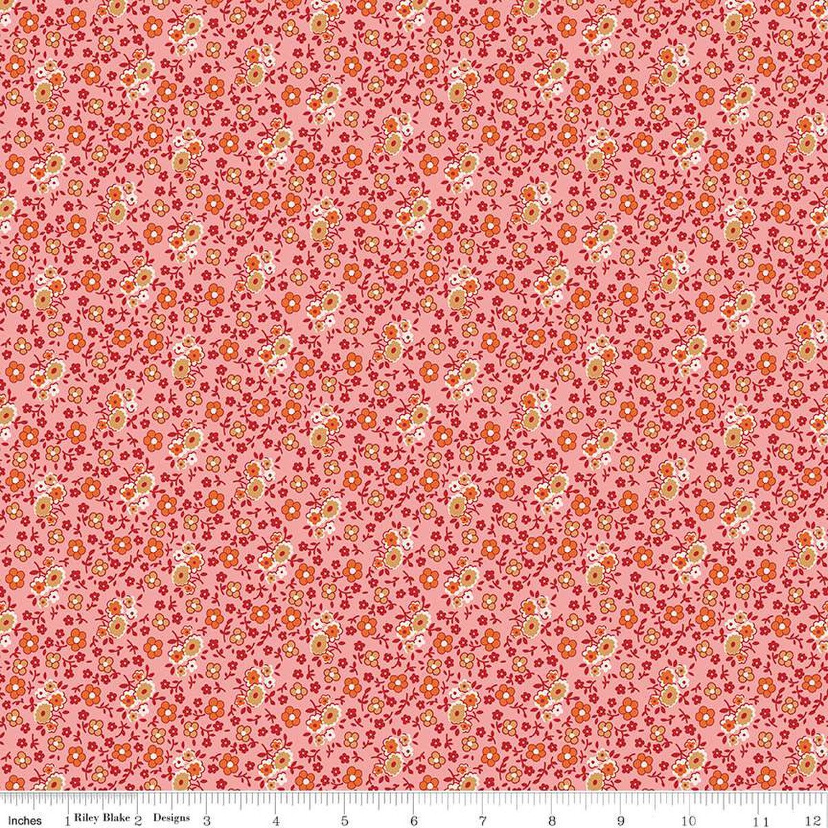Photo of Riley Blake Designs 100% Cotton Fabric in Coral Bouquet from Autumn - 44"/45" Wide Fabric