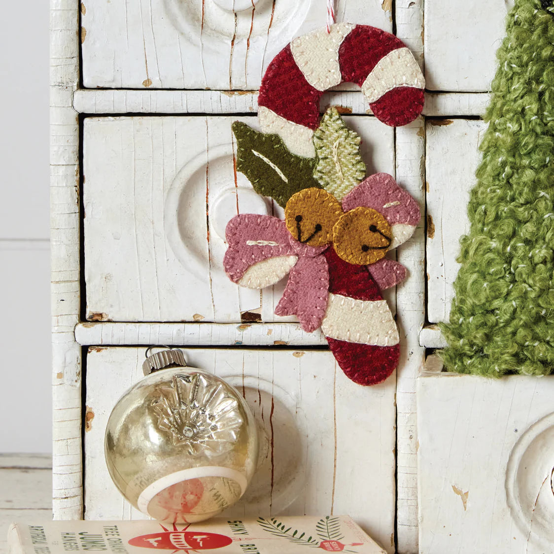 Photo of Buttermilk Basin Kit in Candy Cane & Bells Ornament - Wool Applique