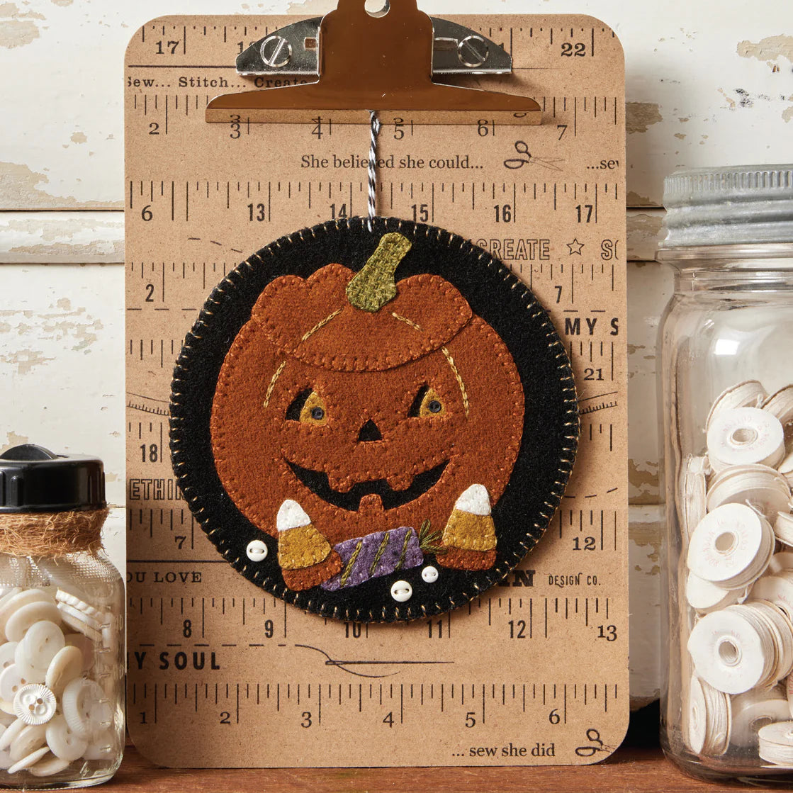Photo of Buttermilk Basin Kit in Clipboard Cutie October - Wool Applique