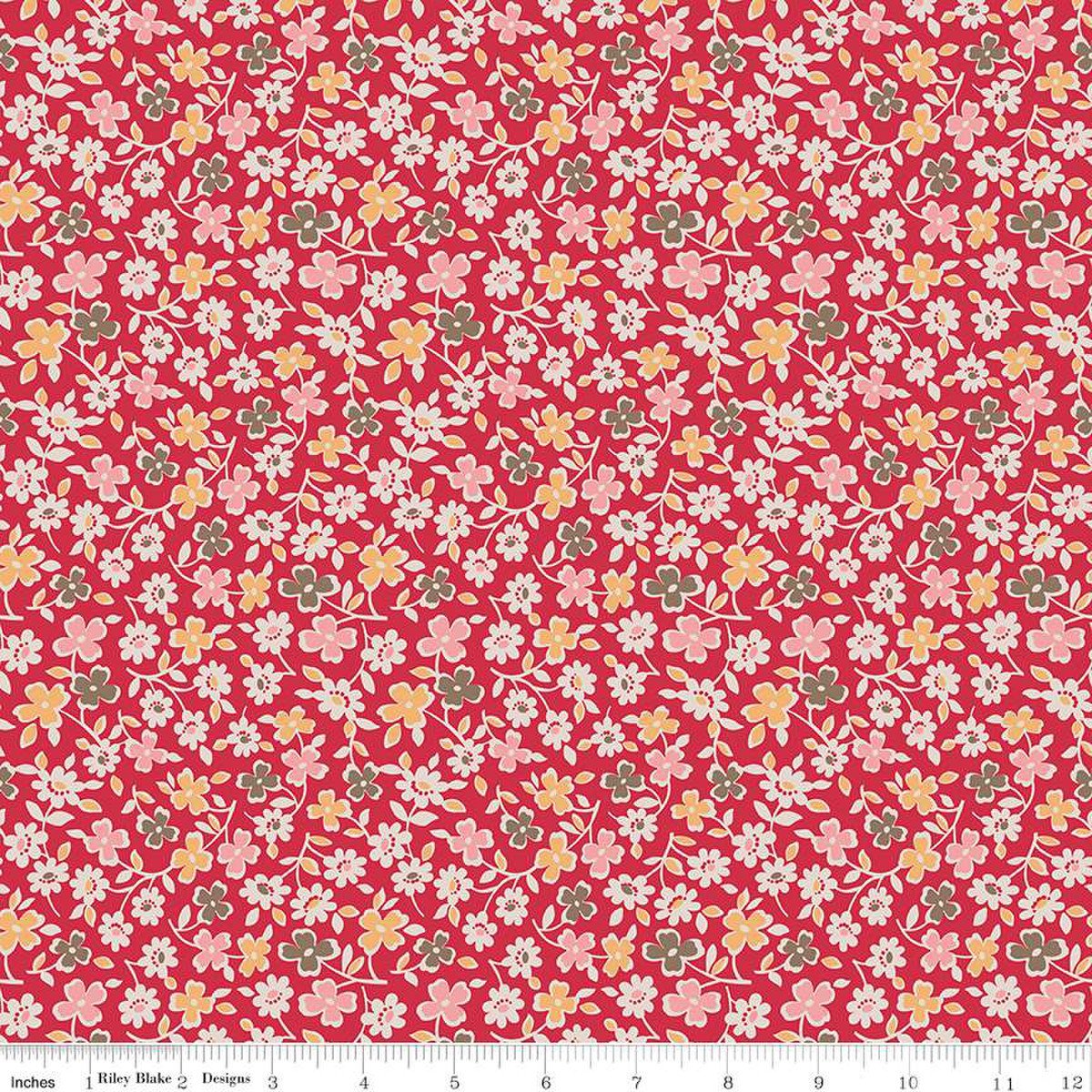 Photo of Riley Blake Designs 100% Cotton Fabric in Riley Red Cosmos from Autumn - 44"/45" Wide Fabric