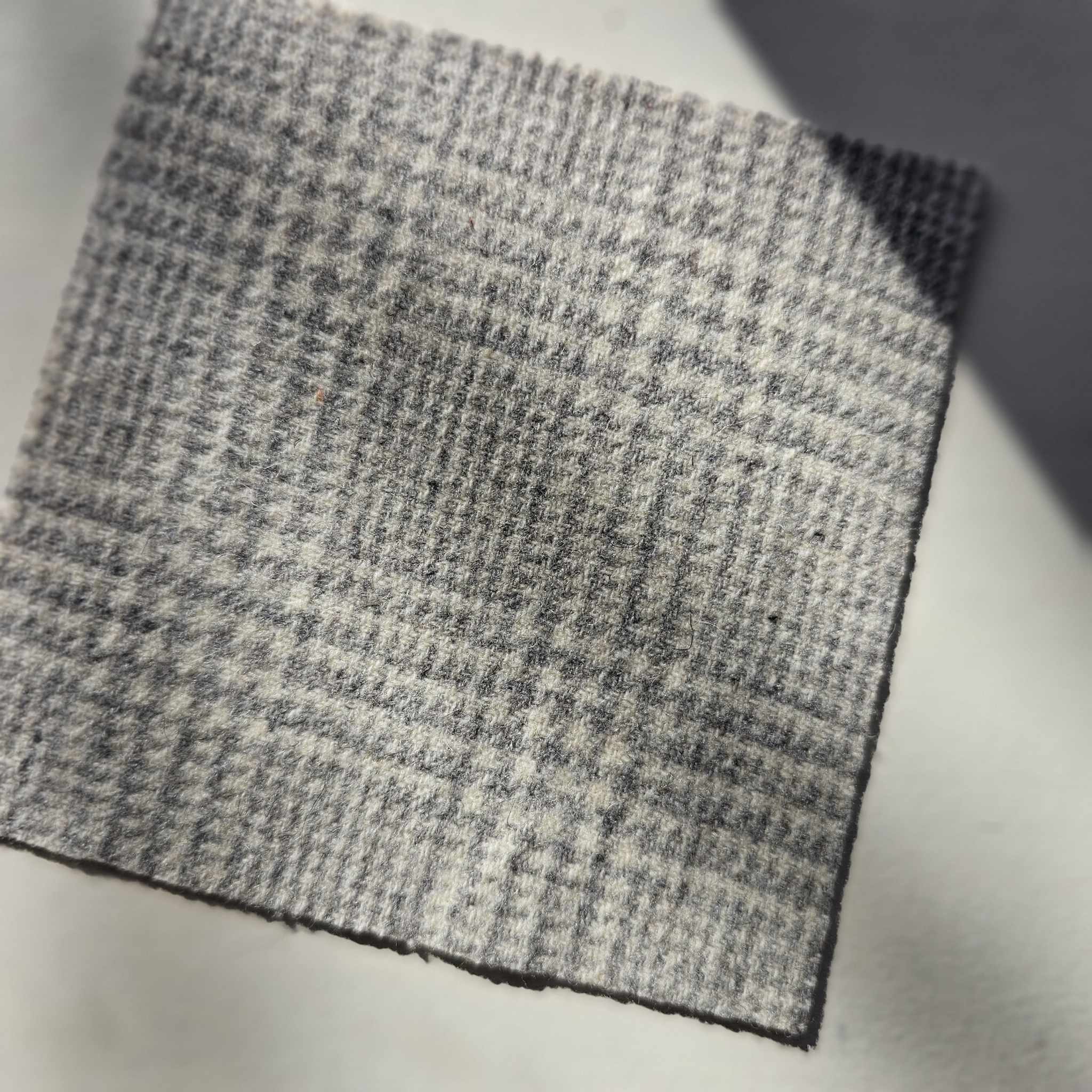 Photo of Felted Wool Pre-Cut 100% Wool in Cream and Grey Plaid - Mini Square - 4" x 4"