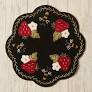 Photo of Buttermilk Basin Pattern in Honeybees & Strawberries Penny Mat - Wool Applique