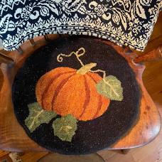 Photo of Pumpkin Chair Pad in Rug Hooking from The Blue Tulip