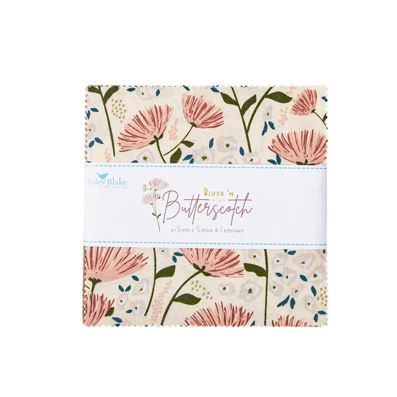 Photo of Riley Blake Designs 100% cotton fabric in Blush 'n Butterscotch from Simple Simon & Company - 5" Precut Bundle