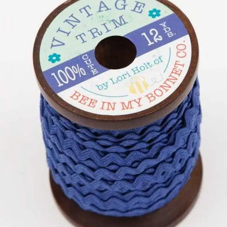 Photo of Riley Black Designs Vintage Trim Ric Rac 3/8" in Denim from Lori Holt - Yardage