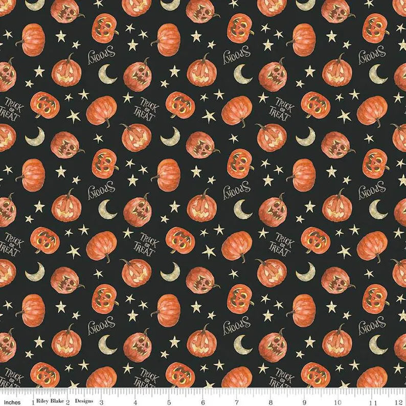 Photo of Black Pumpkin in Fabric from Riley Blake Trick or Treat