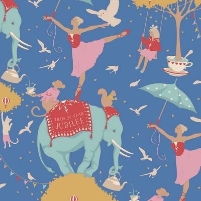 Photo of Tilda Fabrics 100% Cotton Fabric in Blue Circus Life from Jubilee - 44"/45" Wide Fabric