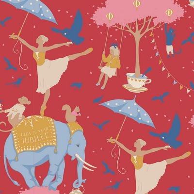 Photo of Tilda Fabrics 100% Cotton Fabric in Red Circus Life from Jubilee - 44"/45" Wide Fabric