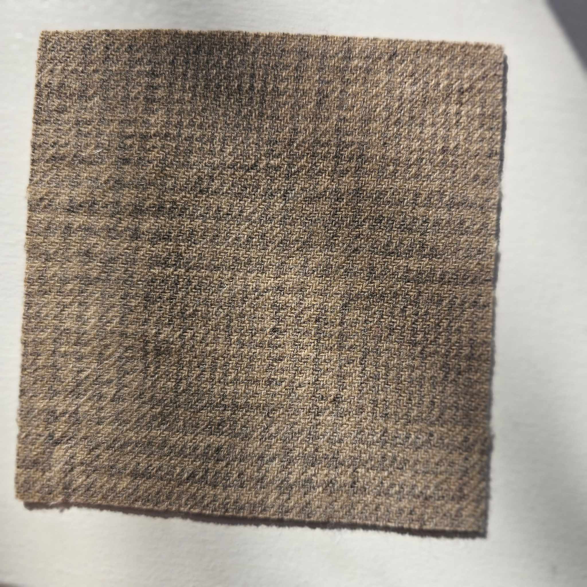 Photo of Felted Wool Pre-Cut 100% Wool in Light Brown and Grey Plaid - Mini Square - 4" x 4"