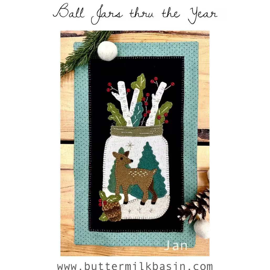 Photo of Ball Jar's Thru the Year January in Wool Applique from Buttermilk Basin