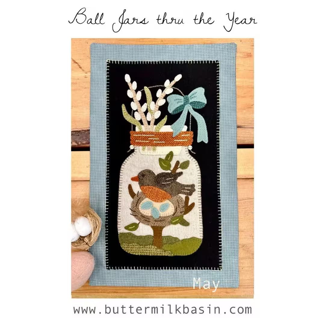 Photo of Ball Jar's thru The Year May in Wool Applique from Buttermilk Basin