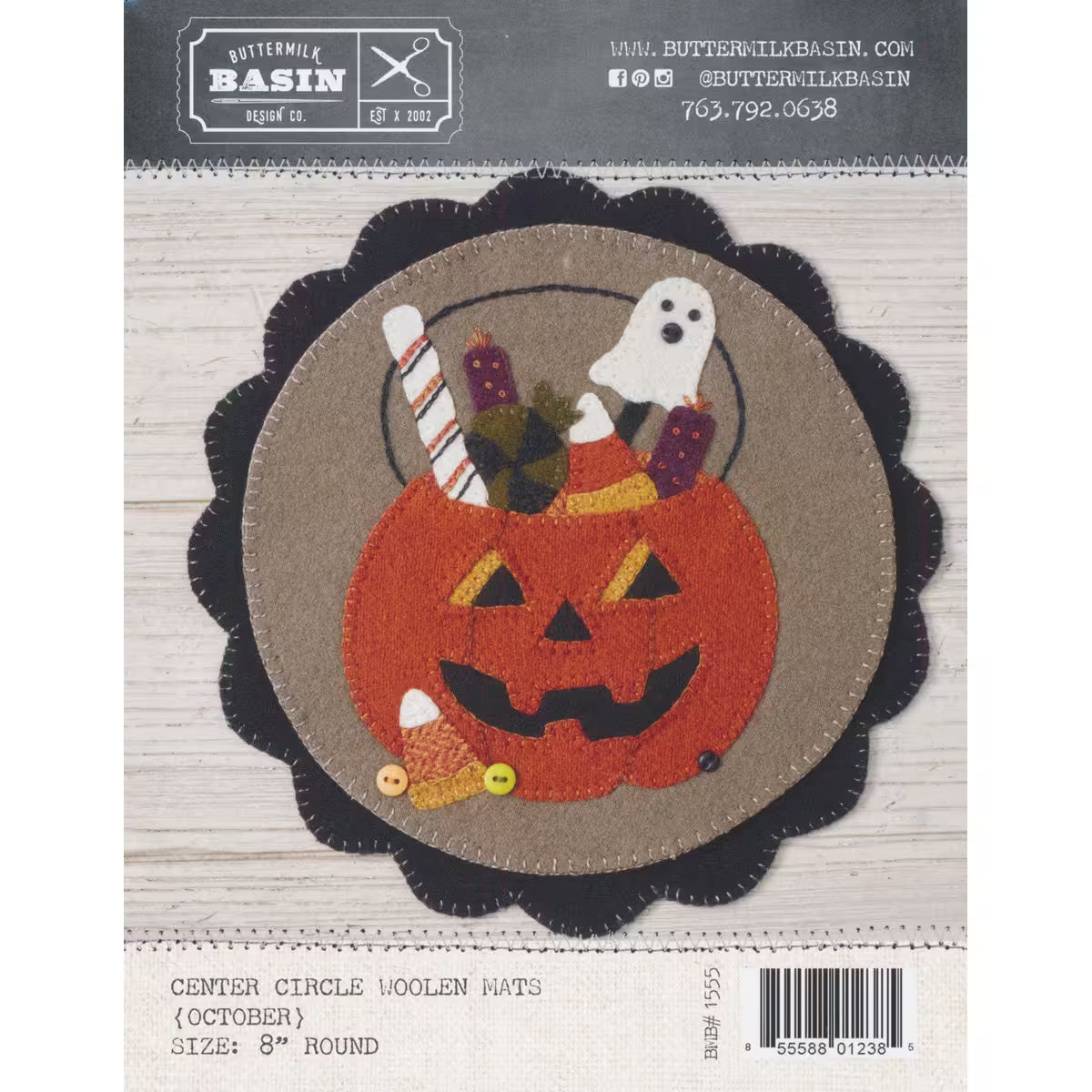 Photo of Center Circle Woolen Mat October in Wool Applique from Buttermilk Basin