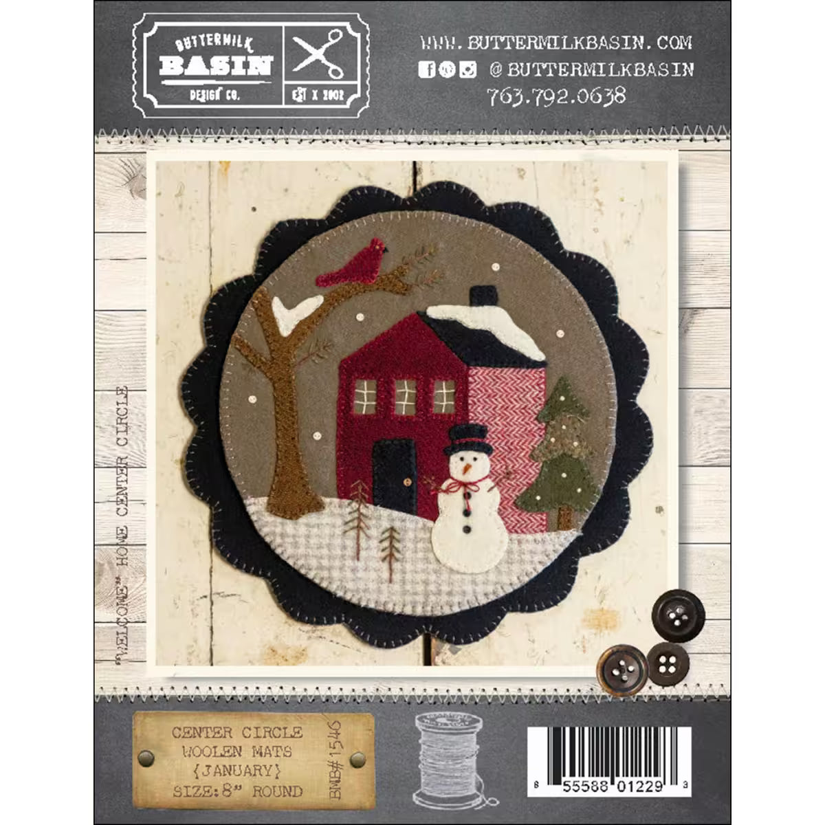 Photo of Buttermilk Basin Kit in Center Circle Woolen Mats January - Wool Applique