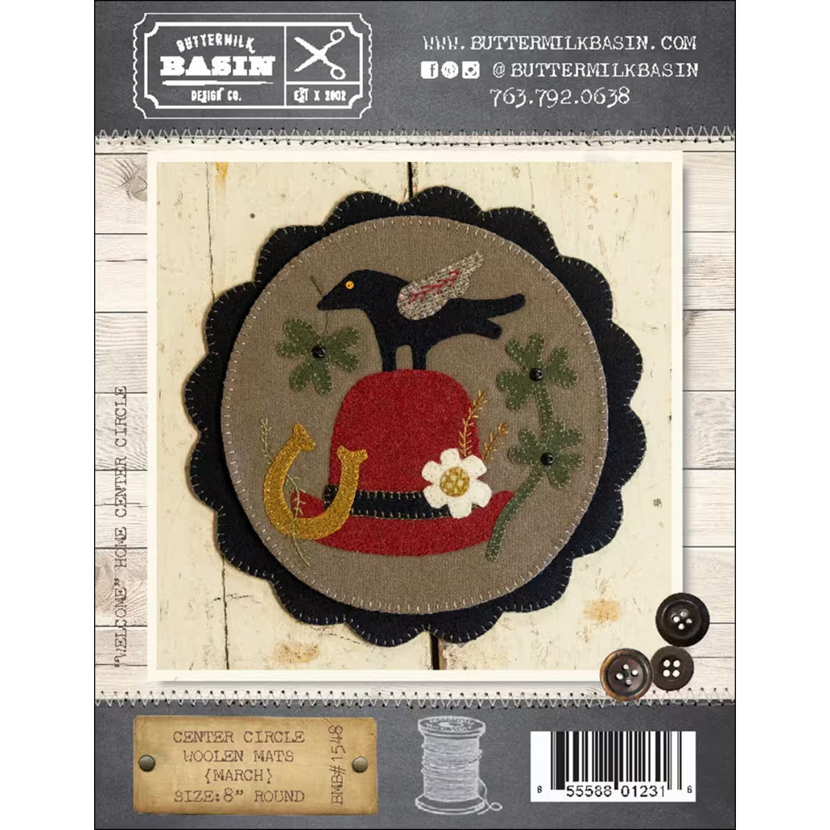 Photo of Center Circle Woolen Mat March in Wool Applique from Buttermilk Basin