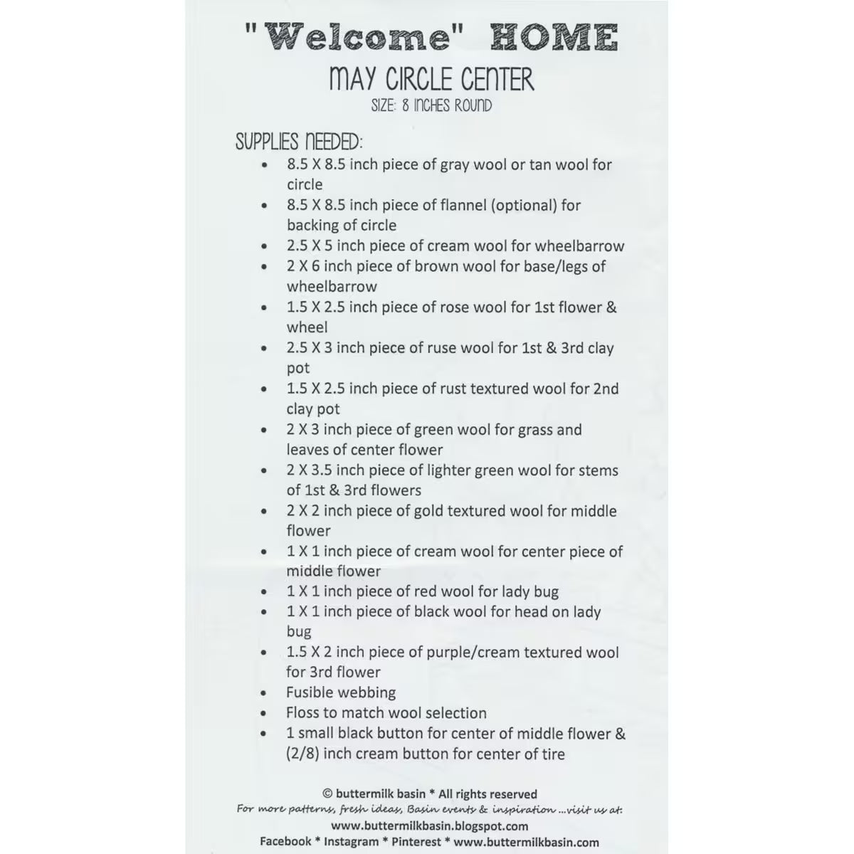 Photo of Buttermilk Basin Pattern in Center Circle Woolen Mats - May - Wool Applique