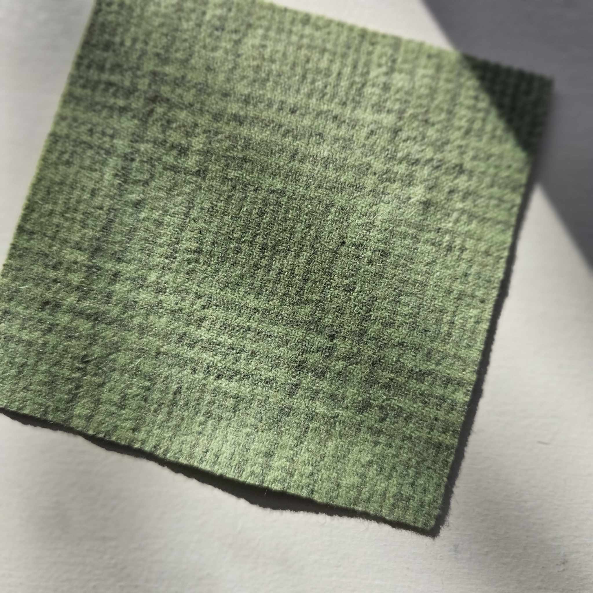 Photo of Felted Wool Pre-Cut 100% Wool in Sage and Grey Plaid - Mini Square - 4" x 4"