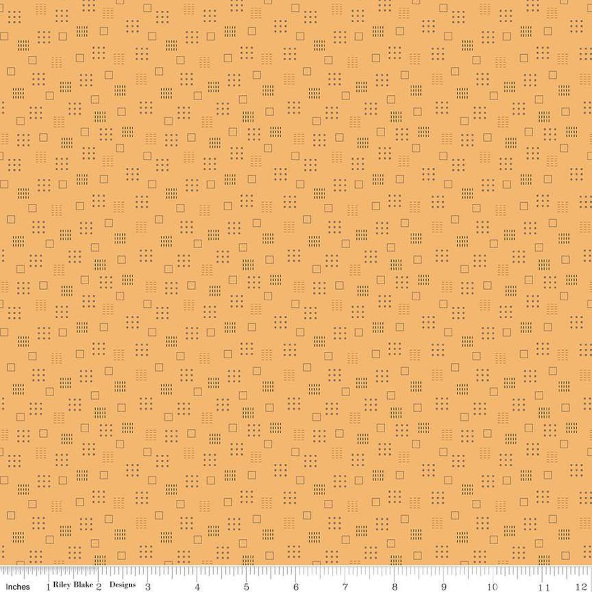 Photo of Riley Blake Designs 100% Cotton Fabric in Marigold Squares from Autumn - 44"/45" Wide Fabric