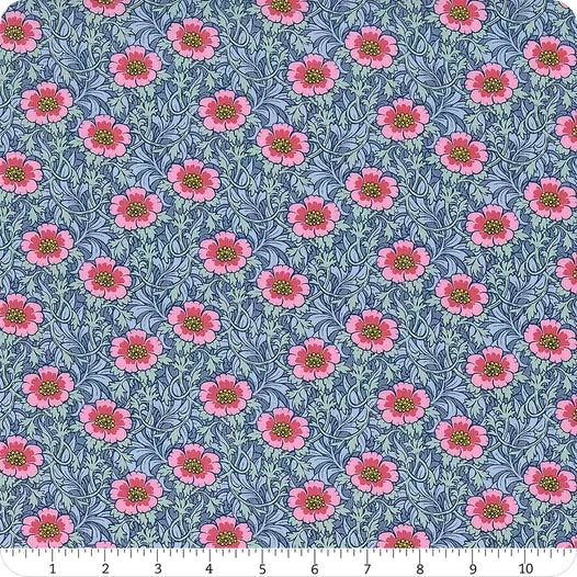 Photo of Tilda Fabrics 100% Cotton Fabric in Winterrose Blue from Hibernation - 44"/45" Wide Fabric