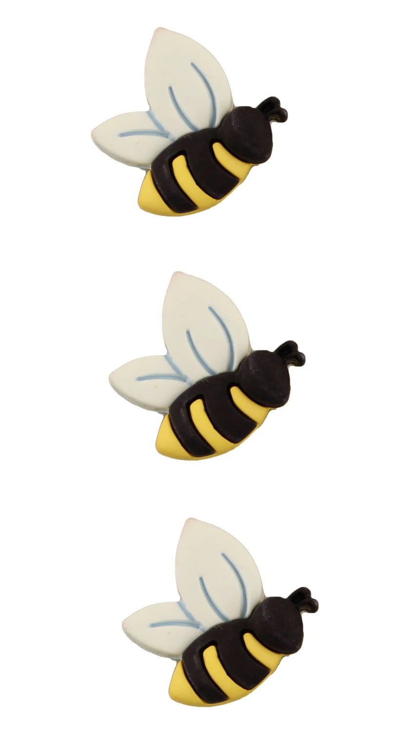 Photo of Buttons Galore 1" Plastic Shank Buttons in Spring Fling Bees - 1 Package of three buttons