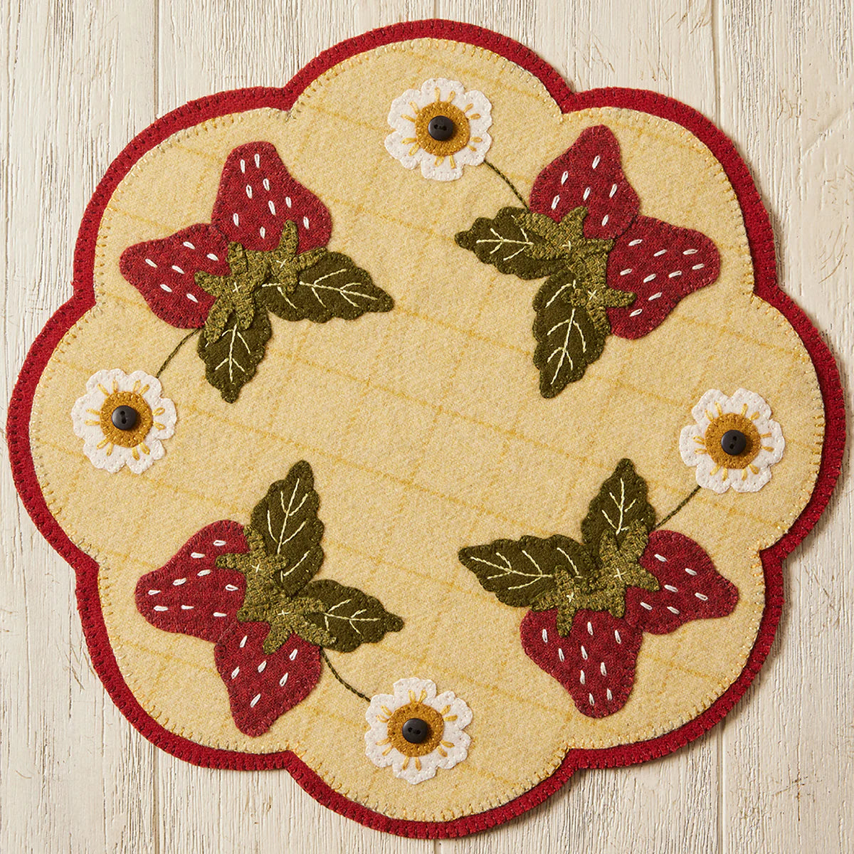 Photo of Buttermilk Basin Pattern in Blooms & Berries Woolen Mat - Wool Applique